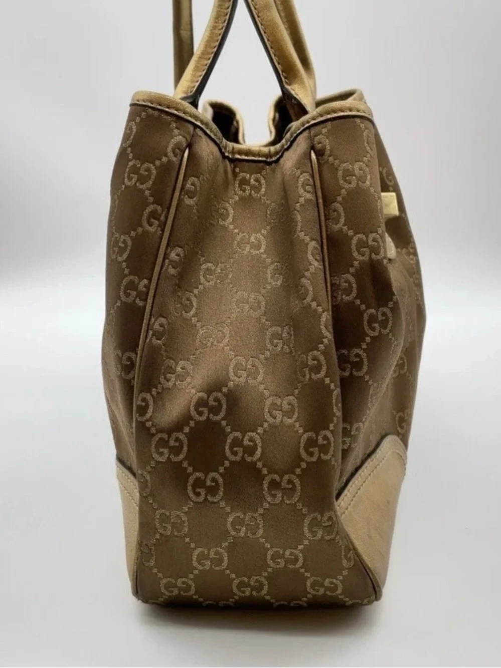 Authentic Gucci Metallic Brown GG Monogram Shoulder Bag - Picture 10 of 16